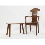 Early 20th century oak Arts & Crafts style armchair in the manner of William Morris, shaped top