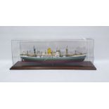 Model of SS Benvrackie Ben Line Steamers Limited, the perspex case measures 29cm x 63cm, with