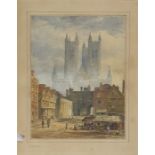 Late 19th/early 20th century school Watercolour drawing Study of Lincoln Cathedral, unsigned, 21.5cm