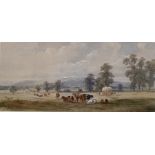 Henry Earp Senior (1831 -1914) Watercolour drawing Rural scene with cows in a field, signed lower