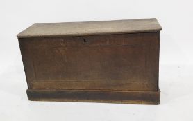 18th century oak chest raised on plinth support  Condition Report97 x 53.5 x 34 cm. Not all