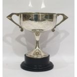 Silver two-handled trophy cup, West Ham Stadium 1956 "The Greyhound Cesarewitch Winner Coming