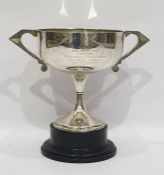 Silver two-handled trophy cup, West Ham Stadium 1956 "The Greyhound Cesarewitch Winner Coming