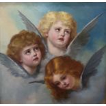 After Sir Joshua Reynolds Oil on canvas Portrait of three girls, modelled as cherubs, 36ins square