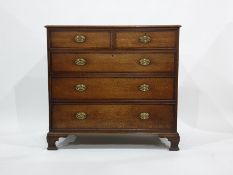 19th century oak North Country chest of drawers, the rectangular top with applied moulded edge above