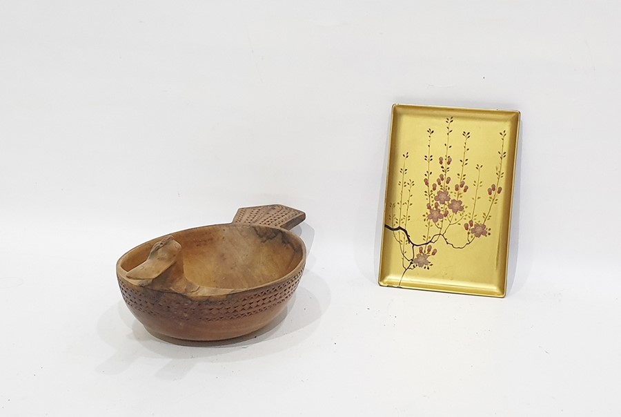 Vintage wooden bowl carved as a platypus, possibly Australian and a small decorative pin tray (2)