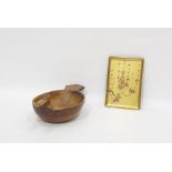 Vintage wooden bowl carved as a platypus, possibly Australian and a small decorative pin tray (2)
