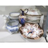 Limoges porcelain dessert service of 9 pieces, 19th century porcelain low tazza with Japan pattern