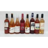 Eight bottles of assorted rose wine to include La Porte des Princes 2014 Grenache Syrah and