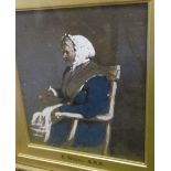 Attributed to Erskine Nicol (1825-1904) Oil on panel Study of an old woman in white cap, seated in