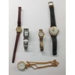 Lady's Bulova rolled gold wristwatch with flexible mesh strap, baton numerals, gent's Avia