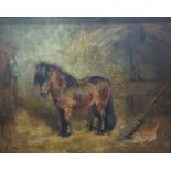 Gertrude L Whelpton (20th century)  Oil on canvas Dartmoor pony in stable, signed and dated 1901, 39