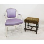 French-style white painted bedroom chair and an upholstered stool (2)