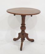 19th century circular centre table on turned column, to tripod base, 74cm diameter