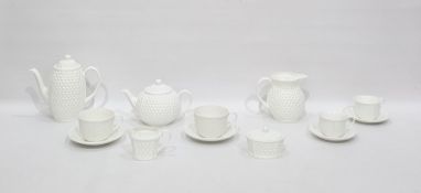 Tiffany porcelain part breakfast/tea service "Tiffany Weave" pattern, undecorated, with 10 variously
