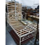Two single cream painted bed frames and matching double bed frame (3)