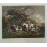 After John Cother Webb (1855-1927) Mezzotint Farmer on a grey horse, with dogs and figure with