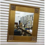 Modern rectangular wall mirror in gilt-effect frame, 72cm x 62cm