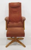 Ercol swivel armchair and footstool (2)