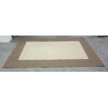 Modern cream ground rug with brown border, 303cm x 200cm