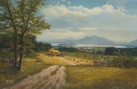 Wolfgang Heinz Oil on canvas Harvesting, signed  60 x 90 cms