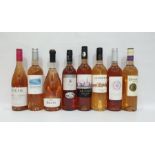 Eight bottles of assorted rose wine to include Paris Street Rose Pinot Noir Romania 2014 and