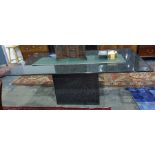 Modern Italian black granite rectangular dining table on single rectangular section central