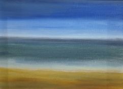 20th century Oil on canvas Sandy shoreline 19 x 39 cms