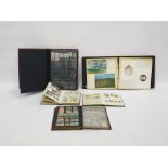 STC radio universal avometer, two postcard albums and a quantity of loose stamps and stamp albums