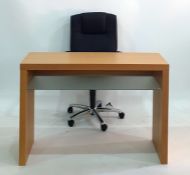 20th century oak sideboard of four doors, a desk and an office swivel chair (3)