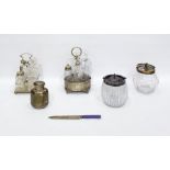 Quantity of glassware to include condiment sets, sugar casters, biscuit barrels, etc