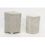 Two white painted Loom corner linen baskets (2)