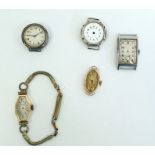 Various lady's wristwatches to include an oval gold-cased watch and an octagonal gold-cased
