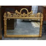 20th century mirror in the 18th century manner, the rectangular plate in moulded frame surmounted by