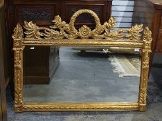 20th century mirror in the 18th century manner, the rectangular plate in moulded frame surmounted by