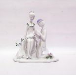 Rosenthal porcelain group of a seated girl with kneeling suitor, 22cm high