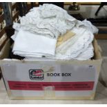 Box containing three faux fur coats and some table linenCondition ReportPlease find additional