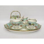 Grainger & Co Worcester porcelain early morning tea service for two persons, six pieces, viz:-
