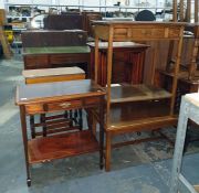 Oak single drawer side table, a further side table and a coffee table (3)