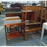 Oak single drawer side table, a further side table and a coffee table (3)