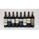 Eight bottles of mixed red wine to include Chateau Courreges Bordeaux 2014 and Chateau la Rose Gadis