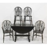 Drop-leaf dining table and six wheelback chairs (7)