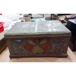 Zanzibar chest with brass studs and plates, brass studded finish and stylised love-heart decoration,
