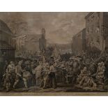 After William Hogarth Engraving, Dec 1750 "A Representation of the March of the Guards towards