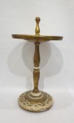 Painted circular stand on turned column and circular base, finished in cream and gilt, 39.5cm