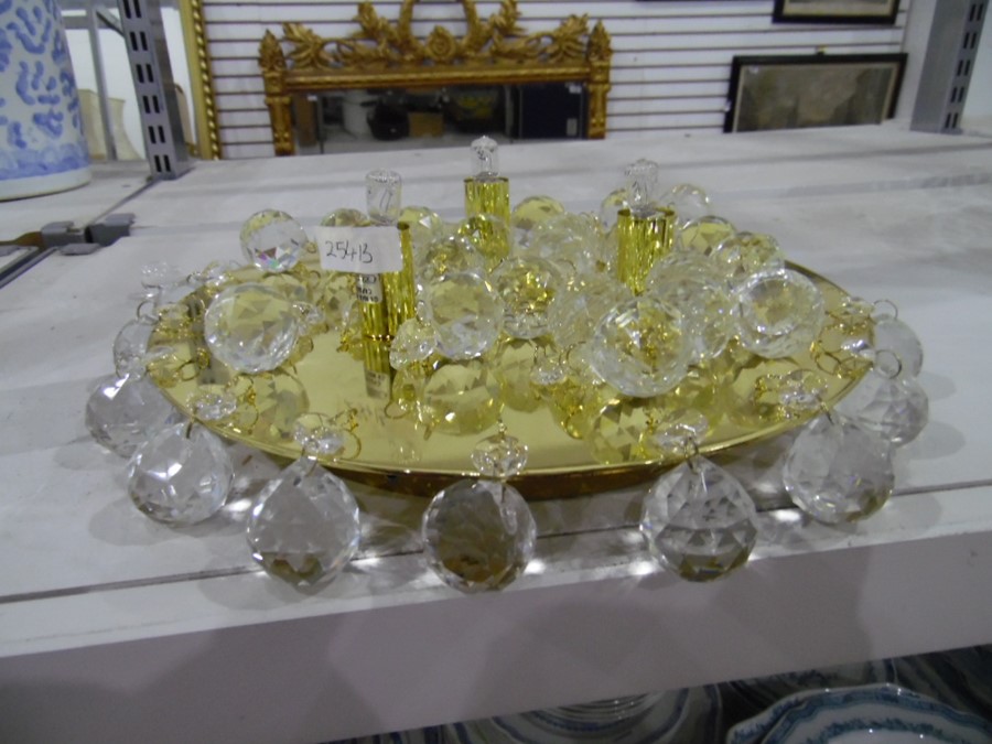 Gilt metal and cut glass pendant ball ceiling light fitting