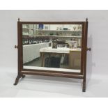 19th century mahogany framed dressing table swing mirror, the rectangular mirror supported by fluted