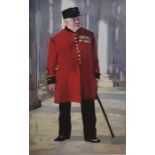 After Robert King Colour print " Bumble" Company Sgt Major Richard Worrall, MM, Senior Guide Royal