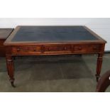 19th century mahogany partner's desk with black leather inset top, three drawers to either side,