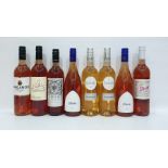 Eight bottles of assorted rose wine to include South African Plume Palace Shiraz Rose and French